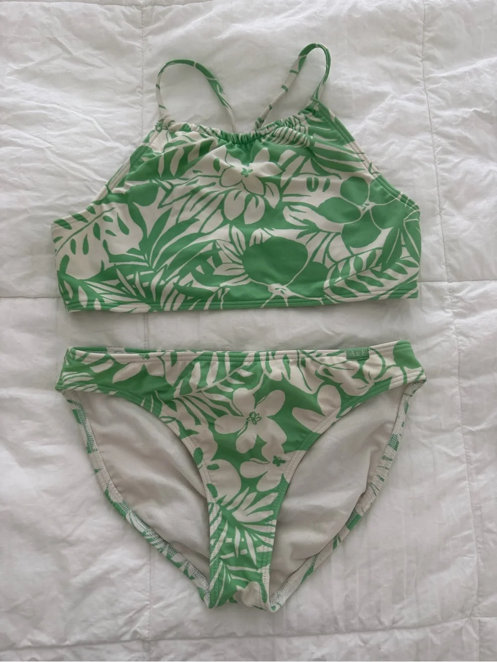 Abercrombie girls Green Floral Two-Piece Swim Set
